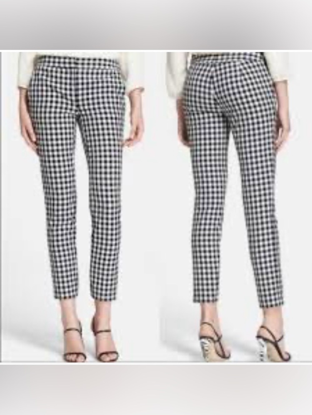 Diane Von Furstenberg Black and White Gingham Pants Size 8
